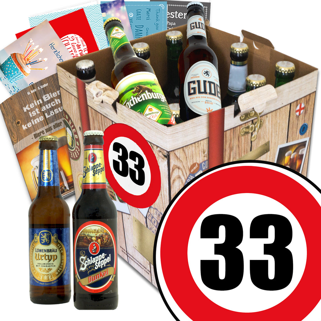 Zahl 33 | 9 Flaschen Bier Deutschlandreise | Geschenk Set