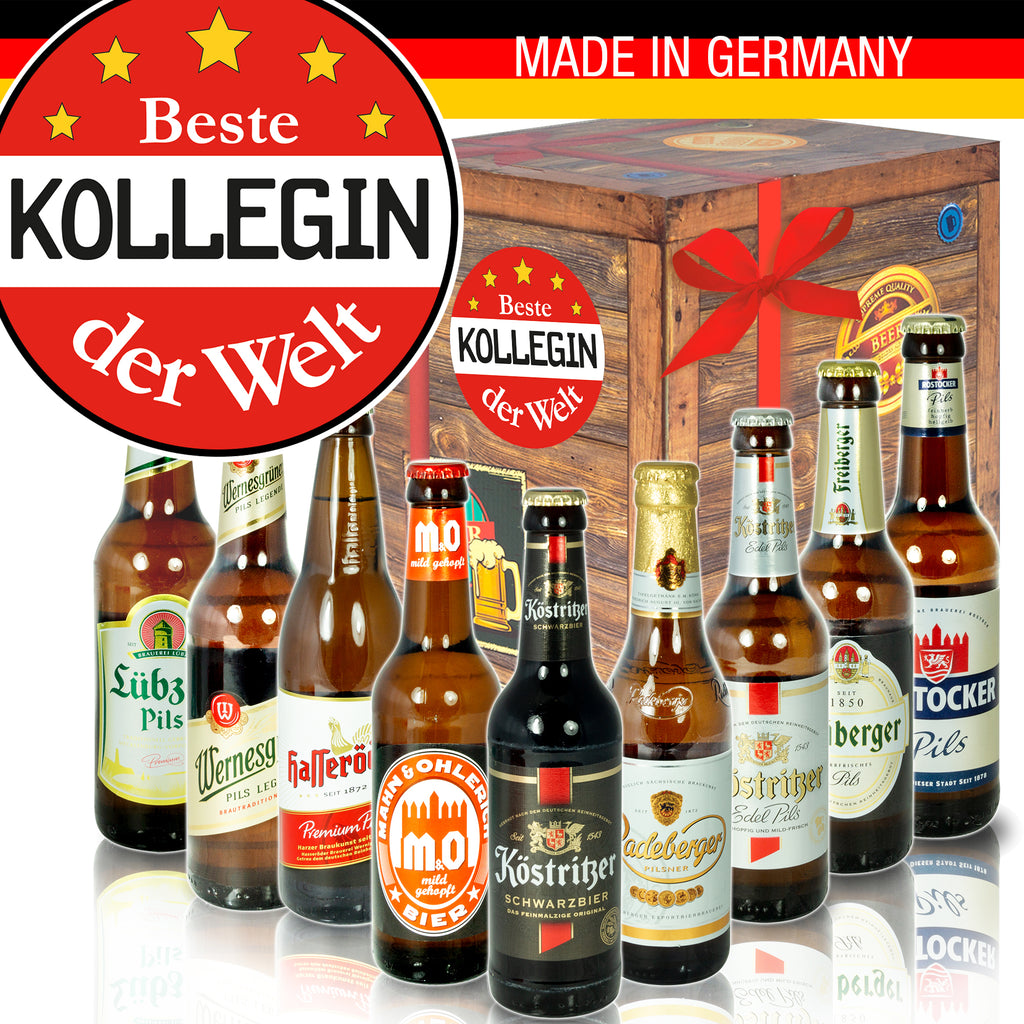 Beste Kollegin | 9 Flaschen Biere aus Ostdeutschland | Geschenkbox